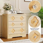 Commode haute Boho en rotin, 5 tiroirs, en bois, pour chambre à coucher, placard, chambre d'enfant, salon, finition naturelle