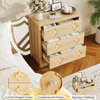 Commode haute Boho en rotin, 5 tiroirs, en bois, pour chambre à coucher, placard, chambre d'enfant, salon, finition naturelle