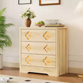 Commode haute Boho en rotin, 5 tiroirs, en bois, pour chambre à coucher, placard, chambre d'enfant, salon, finition naturelle