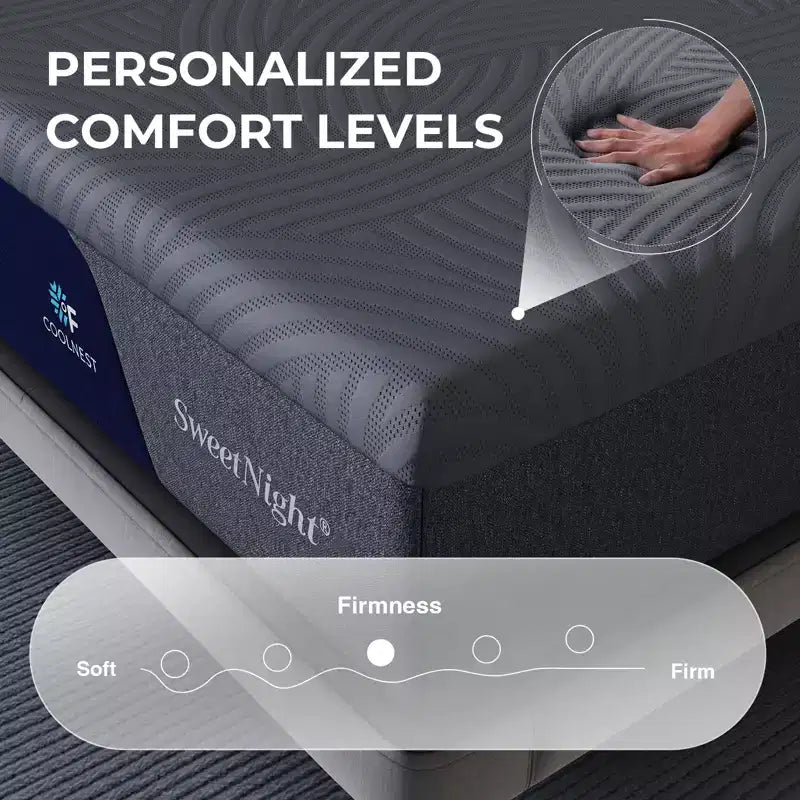 Matelas en mousse à mémoire de forme Sweetnight 12/14/16 pouces CoolNest Medium à gel rafraîchissant avec certifications CertiPUR-US et ACA