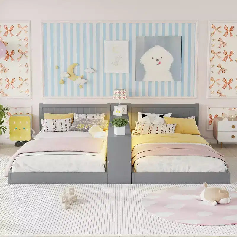 ModernLuxe Lit Double Superposé avec Rangement, Lumières LED et Station de Recharge, Convertible en 2 Lits Jumeaux pour Enfants