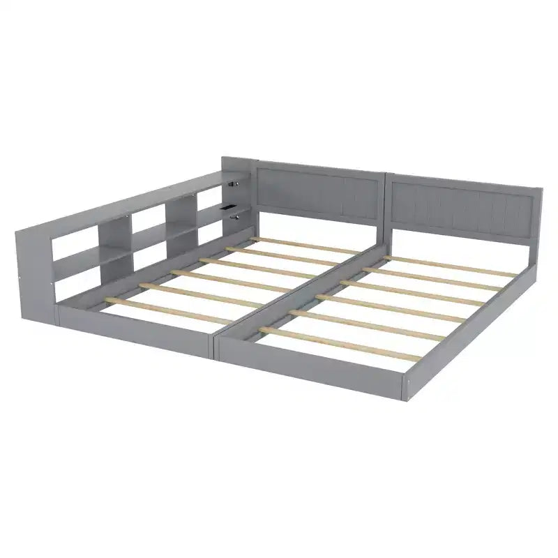 ModernLuxe Lit Double Superposé avec Rangement, Lumières LED et Station de Recharge, Convertible en 2 Lits Jumeaux pour Enfants