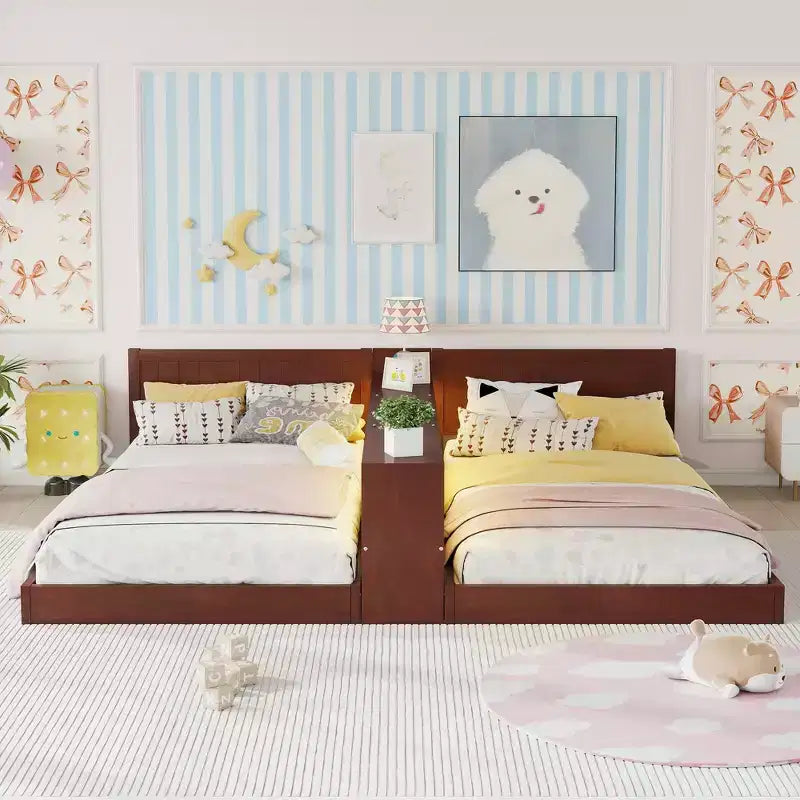 ModernLuxe Lit Double Superposé avec Rangement, Lumières LED et Station de Recharge, Convertible en 2 Lits Jumeaux pour Enfants