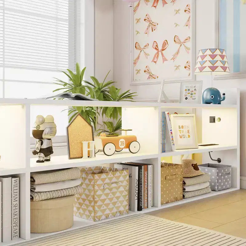 ModernLuxe Lit Double Superposé avec Rangement, Lumières LED et Station de Recharge, Convertible en 2 Lits Jumeaux pour Enfants