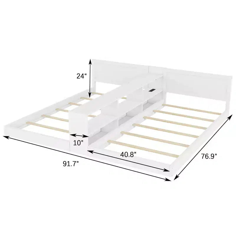 ModernLuxe Lit Double Superposé avec Rangement, Lumières LED et Station de Recharge, Convertible en 2 Lits Jumeaux pour Enfants