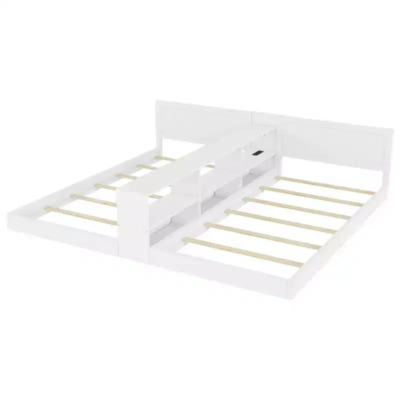 ModernLuxe Lit Double Superposé avec Rangement, Lumières LED et Station de Recharge, Convertible en 2 Lits Jumeaux pour Enfants