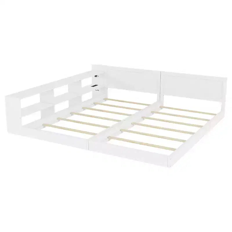 ModernLuxe Lit Double Superposé avec Rangement, Lumières LED et Station de Recharge, Convertible en 2 Lits Jumeaux pour Enfants