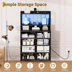 Commode en tissu à 11 tiroirs avec station de charge intégrée, tour de rangement industrielle pour chambre à coucher et salon