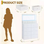 Commode en tissu à 11 tiroirs avec station de charge intégrée, tour de rangement industrielle pour chambre à coucher et salon