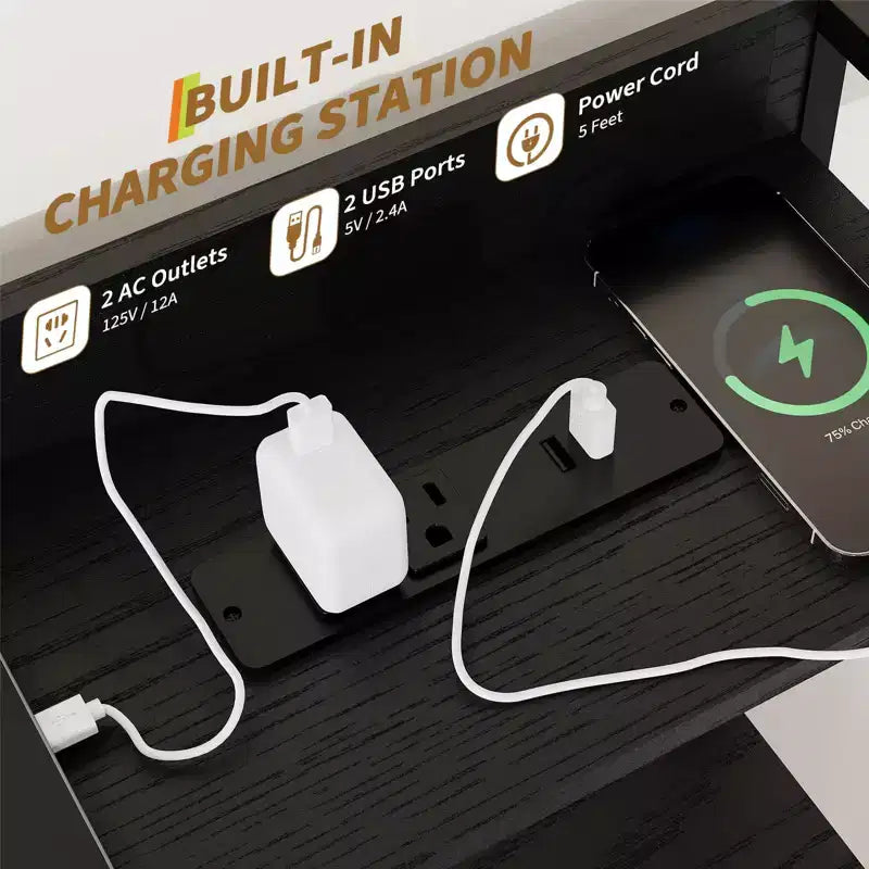 Commode en tissu à 11 tiroirs avec station de charge intégrée, tour de rangement industrielle pour chambre à coucher et salon