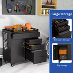 Armoire de rangement à outils verrouillable mobile de 34,3 po, organisateur de garage avec 4 tiroirs, coffre en acier roulant