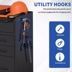 Armoire de rangement à outils verrouillable mobile de 34,3 po, organisateur de garage avec 4 tiroirs, coffre en acier roulant