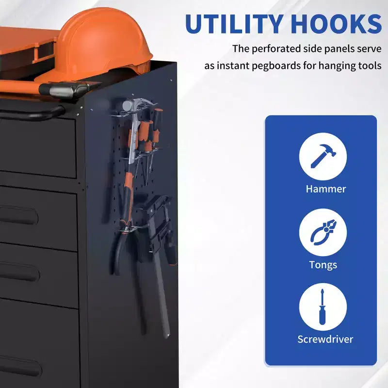 Armoire de rangement à outils verrouillable mobile de 34,3 po, organisateur de garage avec 4 tiroirs, coffre en acier roulant