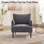 Fauteuil d'appoint moderne en velours côtelé, accoudoirs rembourrés, fauteuil compact tapissé avec pieds en métal, capacité de 136 kg pour salon ou chambre à coucher