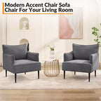 Fauteuil d'appoint moderne en velours côtelé, accoudoirs rembourrés, fauteuil compact tapissé avec pieds en métal, capacité de 136 kg pour salon ou chambre à coucher
