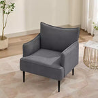 Fauteuil d'appoint moderne en velours côtelé, accoudoirs rembourrés, fauteuil compact tapissé avec pieds en métal, capacité de 136 kg pour salon ou chambre à coucher