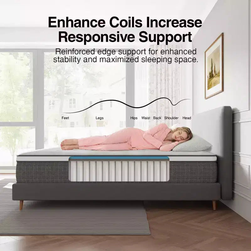 Matelas hybride en mousse à mémoire de forme et gel rafraîchissant Novilla 10/12/14 pouces, en boîte, fermeté moyenne pour soulager la pression