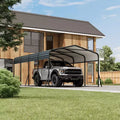 LinTimes 12x20 FT Carport with Heavy Steel Frame and Alloy Iron Roof, Wind Resistant Outdoor Shelter for Vehicle, Truck and Equipment Cover, Gray