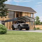 LinTimes 12x20 FT Carport with Heavy Steel Frame and Alloy Iron Roof, Wind Resistant Outdoor Shelter for Vehicle, Truck and Equipment Cover, Gray