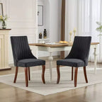 Chaises de salle à manger GDFStudio Hub en bois avec revêtement en velours (Lot de 2)