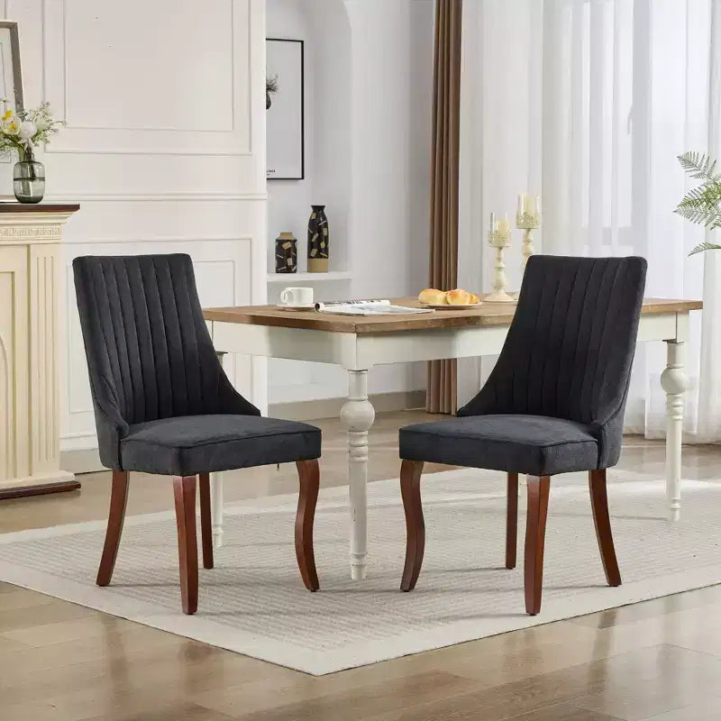 Chaises de salle à manger GDFStudio Hub en bois avec revêtement en velours (Lot de 2)