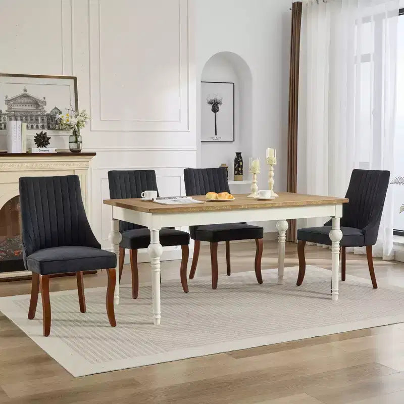 Chaises de salle à manger GDFStudio Hub en bois avec revêtement en velours (Lot de 2)