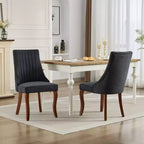 Chaises de salle à manger GDFStudio Hub en bois avec revêtement en velours (Lot de 2)