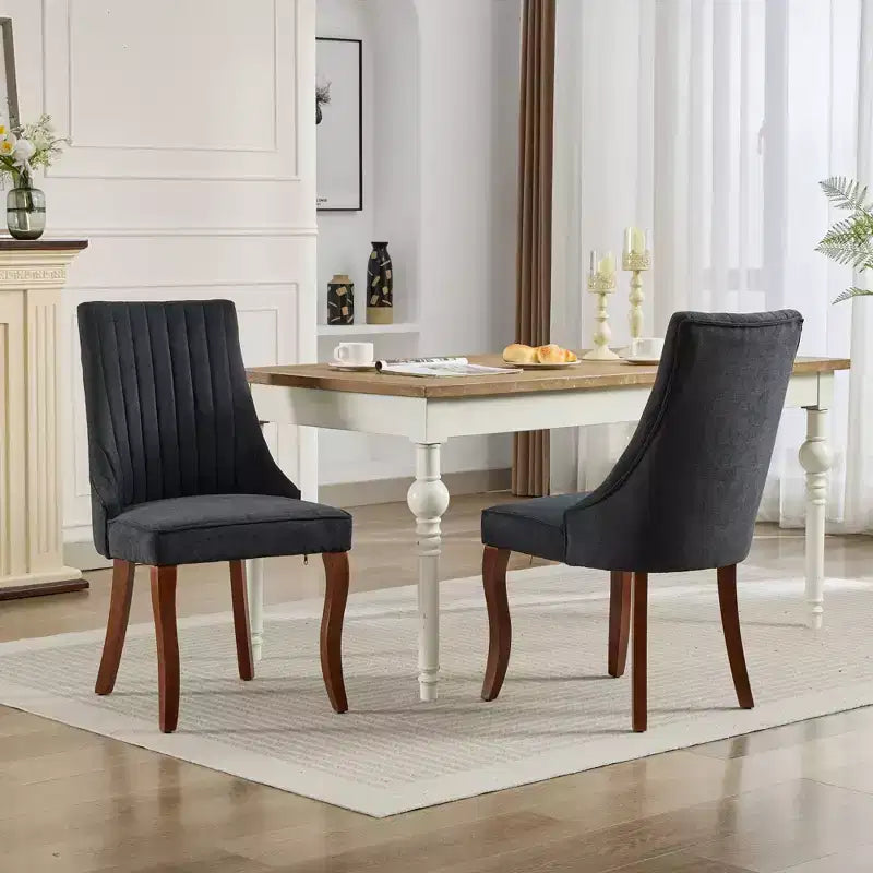Chaises de salle à manger GDFStudio Hub en bois avec revêtement en velours (Lot de 2)