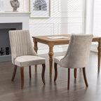 Chaises de salle à manger GDFStudio Hub en bois avec revêtement en velours (Lot de 2)