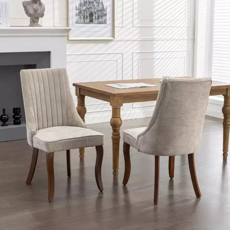 Chaises de salle à manger GDFStudio Hub en bois avec revêtement en velours (Lot de 2)