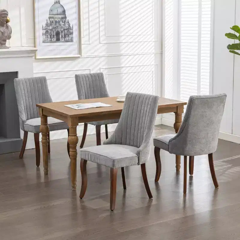 Chaises de salle à manger GDFStudio Hub en bois avec revêtement en velours (Lot de 2)