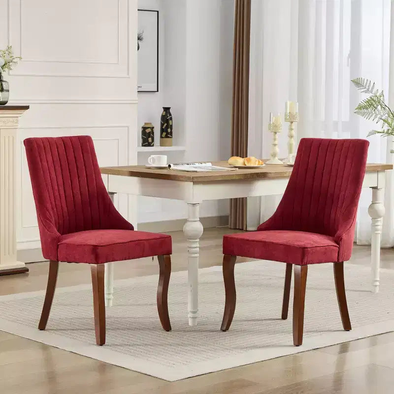 Chaises de salle à manger GDFStudio Hub en bois avec revêtement en velours (Lot de 2)