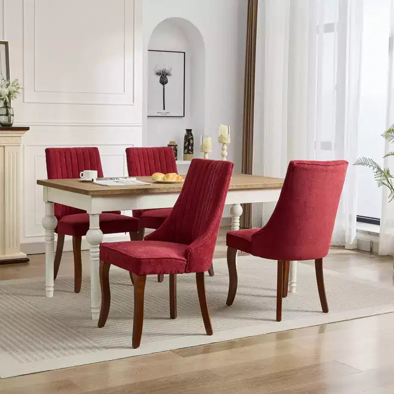 Chaises de salle à manger GDFStudio Hub en bois avec revêtement en velours (Lot de 2)