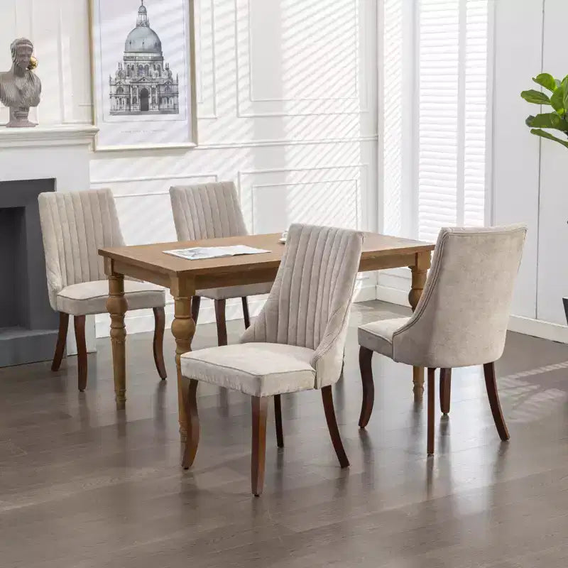 Chaises de salle à manger GDFStudio Hub en bois avec revêtement en velours (Lot de 2)