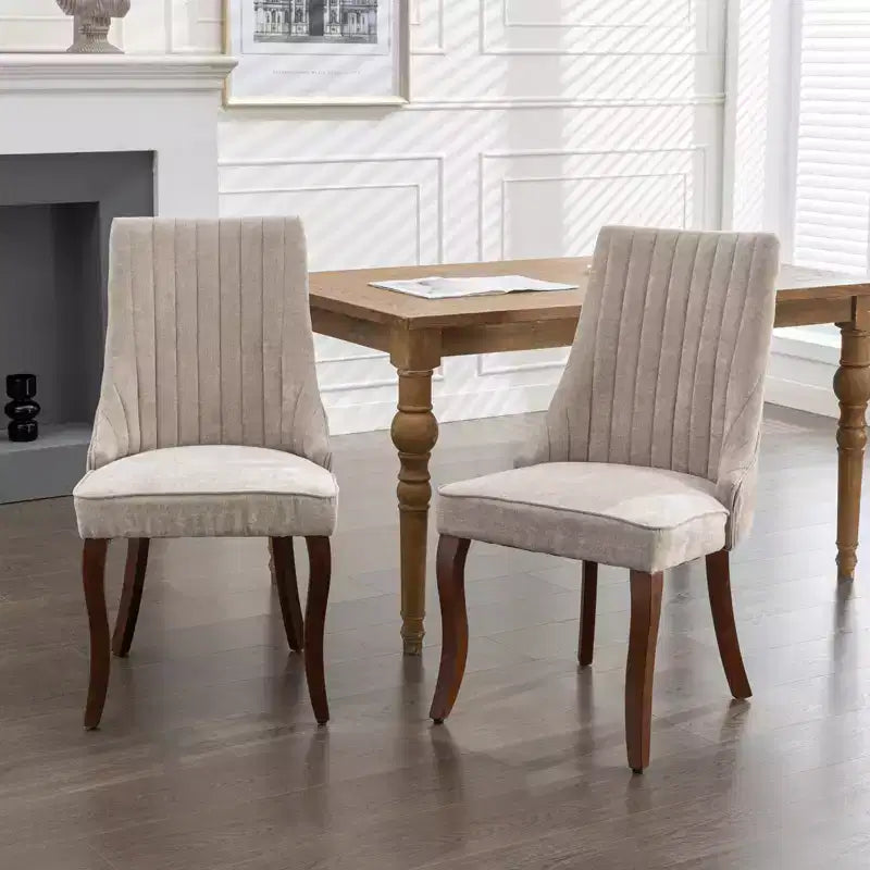GDFStudio Hub Velvet Upholstered Wood Dining Chair(Set of 2)