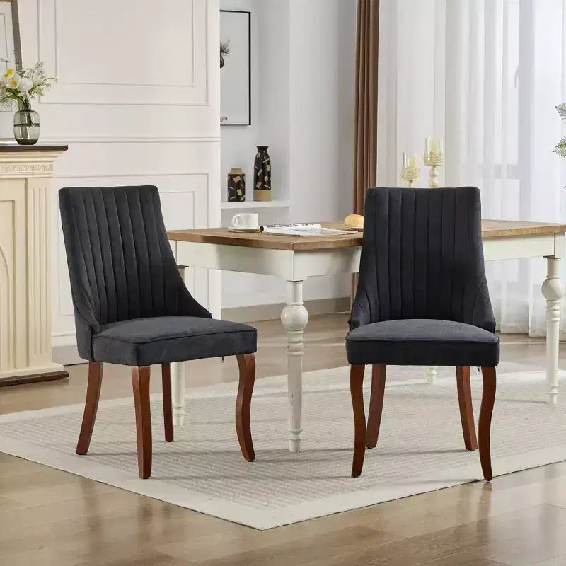 Chaises de salle à manger GDFStudio Hub en bois avec revêtement en velours (Lot de 2)