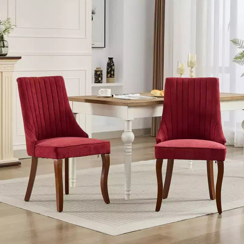 Chaises de salle à manger GDFStudio Hub en bois avec revêtement en velours (Lot de 2)