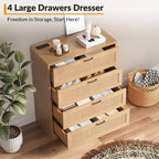 Commode 4 tiroirs en rotin pour chambre à coucher, commode haute en bois moderne avec prises de courant, organiseur de tiroirs pour chambre à coucher, placard, salon