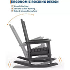 Ensemble de 2 chaises à bascule d'extérieur surdimensionnées en HDPE, fauteuil à bascule robuste avec dossier haut pour porche, jardin, balcon