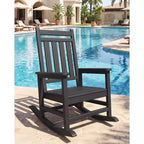 Ensemble de 2 chaises à bascule d'extérieur surdimensionnées en HDPE, fauteuil à bascule robuste avec dossier haut pour porche, jardin, balcon