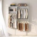 Besiost Set of Closet Organizer System with 2 Hanging Rods for Walk-in & Reach-in Closet - White