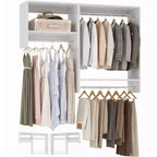 Ensemble de système de rangement de placard Besiost avec 2 tringles de suspension pour dressing et placard intégré - Blanc
