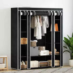 vidaXL Armoire noire en tissu non-tissé et fer, armoire en tissu pliable