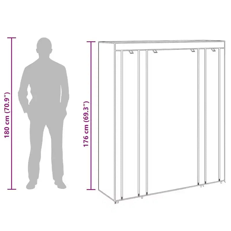 vidaXL Armoire noire en tissu non-tissé et fer, armoire en tissu pliable