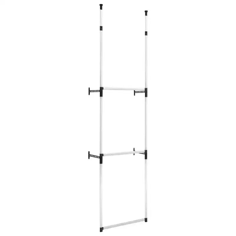 vidaXL Telescopic Wardrobe System Silver and black Aluminum, plastic