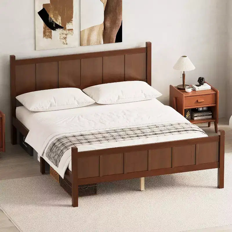 Lit Queen Size plat FAMYYT avec tête de lit et pied de lit, montage facile