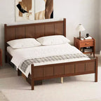 Lit Queen Size plat FAMYYT avec tête de lit et pied de lit, montage facile