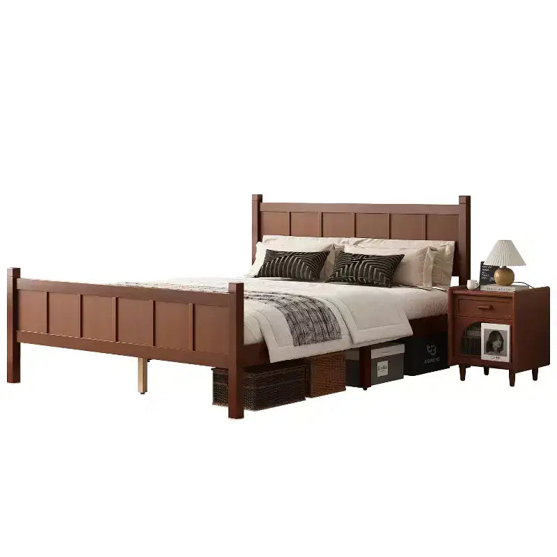 Lit Queen Size plat FAMYYT avec tête de lit et pied de lit, montage facile