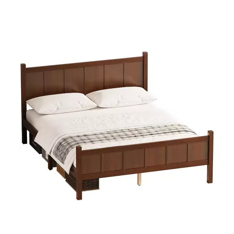 Lit Queen Size plat FAMYYT avec tête de lit et pied de lit, montage facile