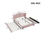 Lit plateforme rembourré FAMYYT Queen Size avec un lit gigogne double et 2 tiroirs, assemblage facile